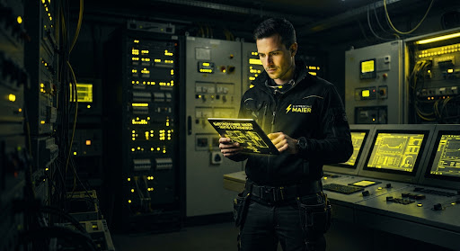 Elektrotechniker mit Tablet