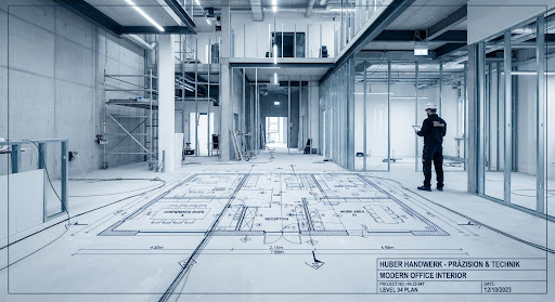 Bauplan eines Innenraums als Hintergrund