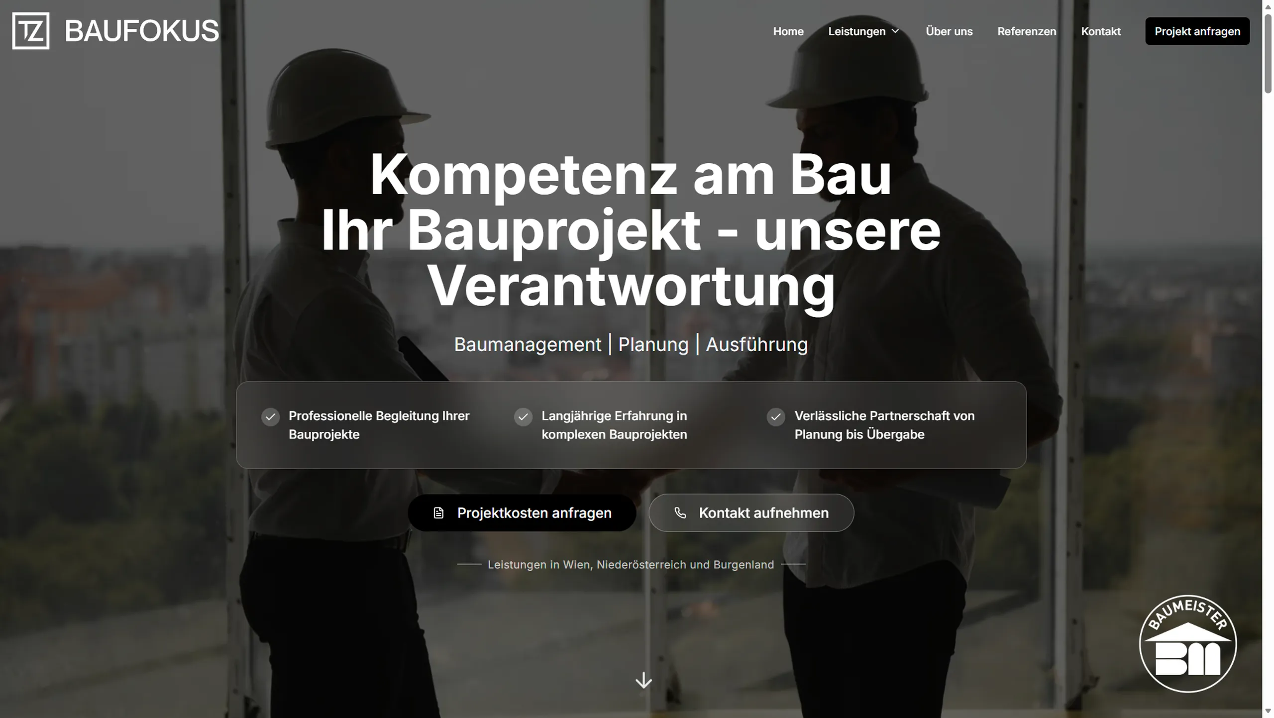 TZ Baufokus GmbH – Custom Development Projekt von creatingfaces Wien