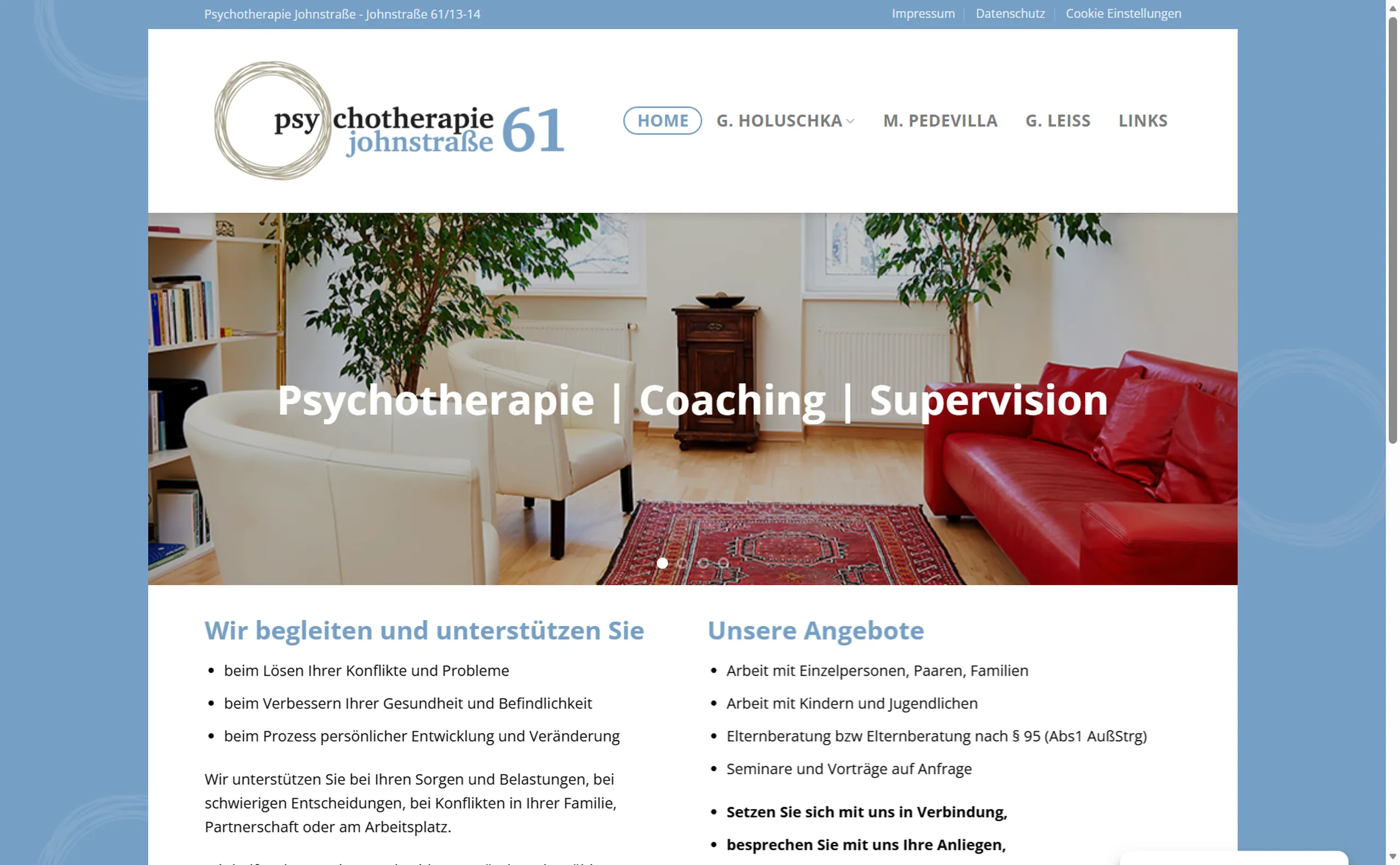 Psychotherapie Johnstraße – WordPress Projekt von creatingfaces Wien